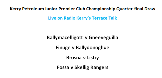 Kerry Petroleum Junior Premier Club Championship Quarter-final Draw: