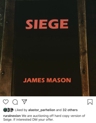 Rural Nexion fundraises by selling books and other merch. They notably sell copies of Siege and left hand path Satanist literature. Siege advocates for Nazis to engage in extreme violence, and has been the primary inspiration behind a recent wave of Nazi terrorist groups.