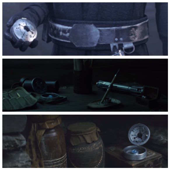 Lukes weird shit:(Besides their search for Luke)* Ben was part of his search for Jedi relics & temples* The Ahch-To compass was seen in Ben’s room the night the temple burned*Rey was actively researching the Rammaghon -> its where she learned about Exegol and the Wayfinder