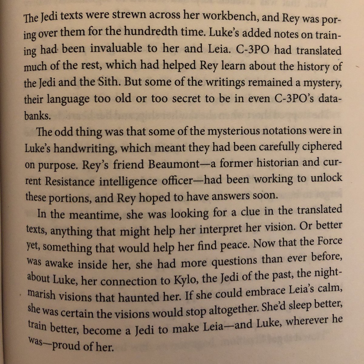 Lukes weird shit:(Besides their search for Luke)* Ben was part of his search for Jedi relics & temples* The Ahch-To compass was seen in Ben’s room the night the temple burned*Rey was actively researching the Rammaghon -> its where she learned about Exegol and the Wayfinder