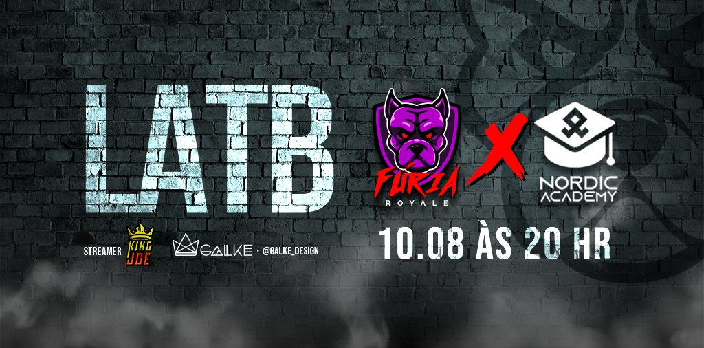 RoyaleFuria's tweet photo. Hoje tem LATB!!!
•
Será às 20hr contra a equipe @Nordic_eSportsg !!
•
Bora buscar trazer mais um resultado!
•
Claro que não poderia deixar de rolar aquela live marota no nosso canal do YouTube: https://t.co/s6OGHuEsMP
•
#LATB #FURIAROYALE #LIVE #quintarodada @GALKE_design https://t.co/hoo5rOlkls