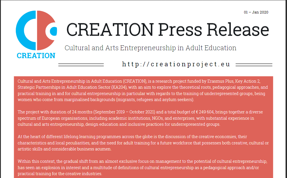 creation_eu's tweet photo. Amidst the summer hiatus, the Creation partners are working to tackle the current challenges in response to the #pandemic, through co-design of the intellectual outputs for the project.
More in our first press release:
https://t.co/iOwAZMydoL
#creationeu #ErasmusPlus https://t.co/1H2JKEfNb5