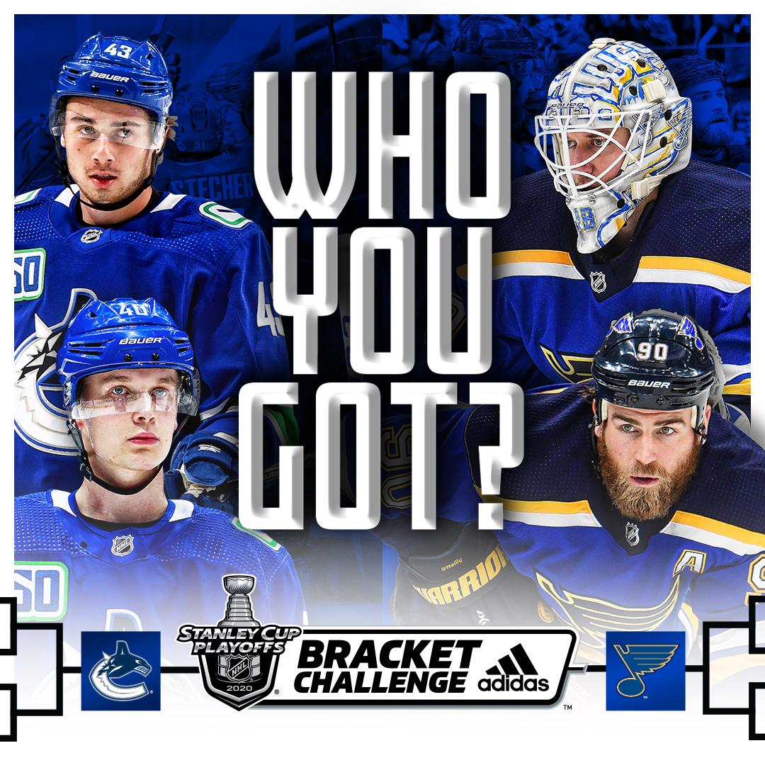 NHL's tweet photo. The @Canucks vs. the reigning #StanleyCup Champion @StLouisBlues. Who you got in this First Round series?

Make your picks in the #NHLBracket Challenge now at https://t.co/ANERgXeSNC. https://t.co/DcsfBw8bUH