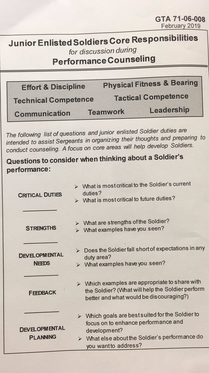 SapperNacho's tweet image. Before you ask, I can assure you, there’s a(n Army approved) tool for that.
#WhatsInYourToolKit?
The doctrine App is available.
There is a GTA for counseling. Don’t be like my 9 year old and say you can’t find it; get off your butt and research.