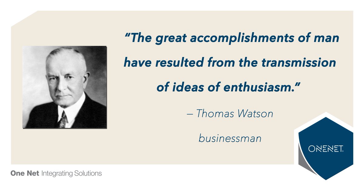 OneNetLimited's tweet photo. Ideas and enthusiasm are essential.
One Net team wishes you a great week ahead!

#quoteoftheday #quotestoinspire #ideas #enthusiasm #ThomasWatson #mondayinspiration https://t.co/ANi0Z0Ko5i