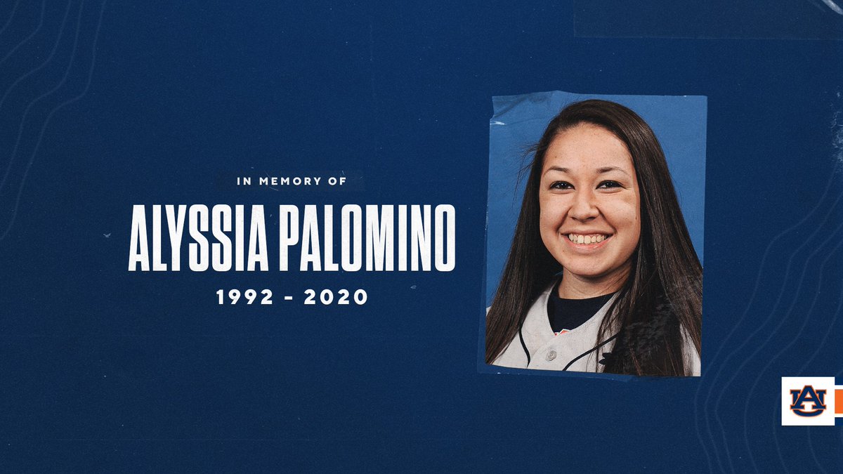 AuburnSoftball's tweet photo. It's with a heavy heart that we announce the passing of Alyssia Palomino. 

Her efforts both on and off the field left a lasting impact. She was a friend to all. We will miss her infectious laugh and contagious personality. https://t.co/GWhvMHMB7y