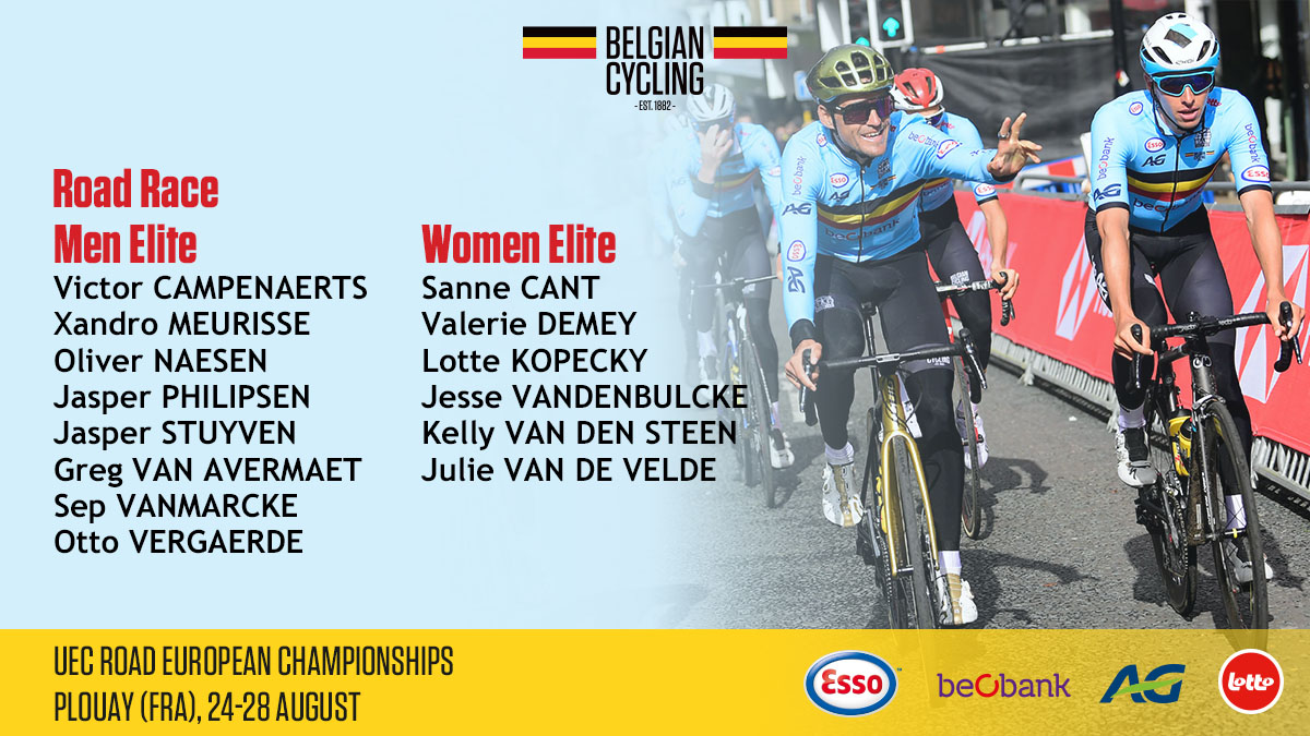 Discover our <a href="/BELCyclingTeam/">Belgian Cycling Team</a> for the Elite road races at the UEC European Road Championships in Plouay 🇫🇷 | bit.ly/2CdYuYc

#EuroRoad20