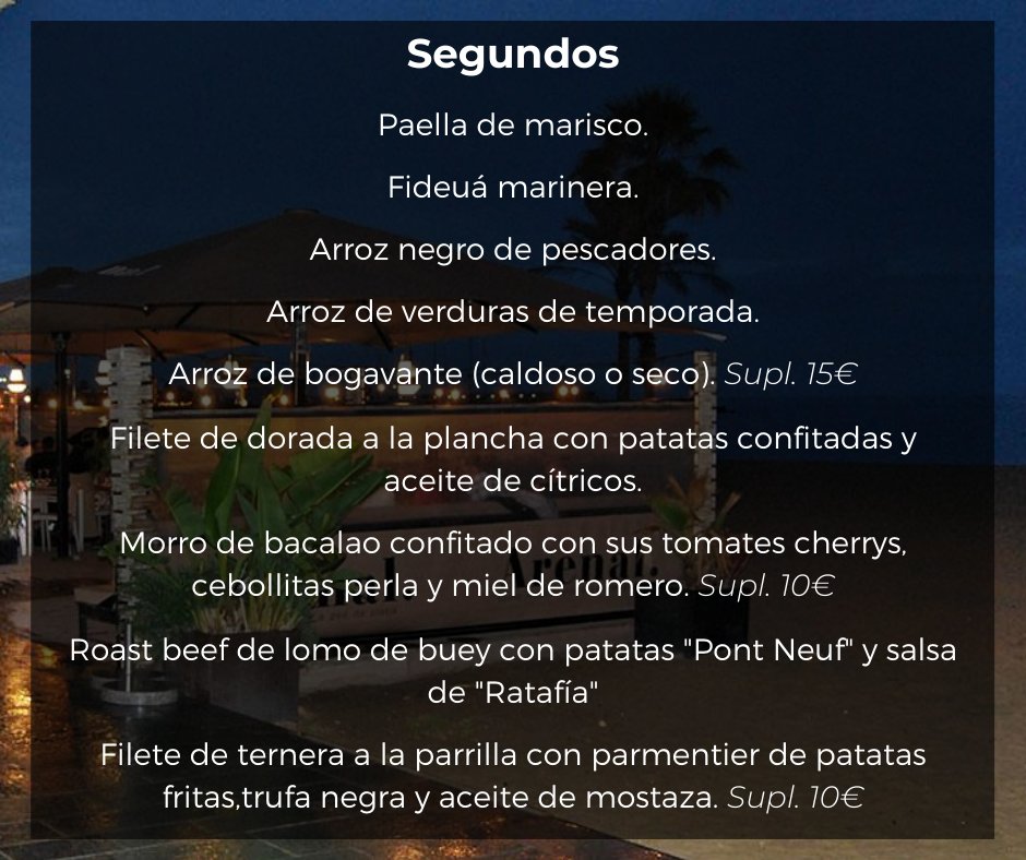 gruparenal's tweet photo. Menú especial en Arenal Restaurant todos los días de la semana por la noche (excepto martes que estamos cerrados) y los fines de semana también al mediodía. #Gruparenal #Arenalrestaurant #menuespecial #menuverano https://t.co/JvIRM8N3Hq