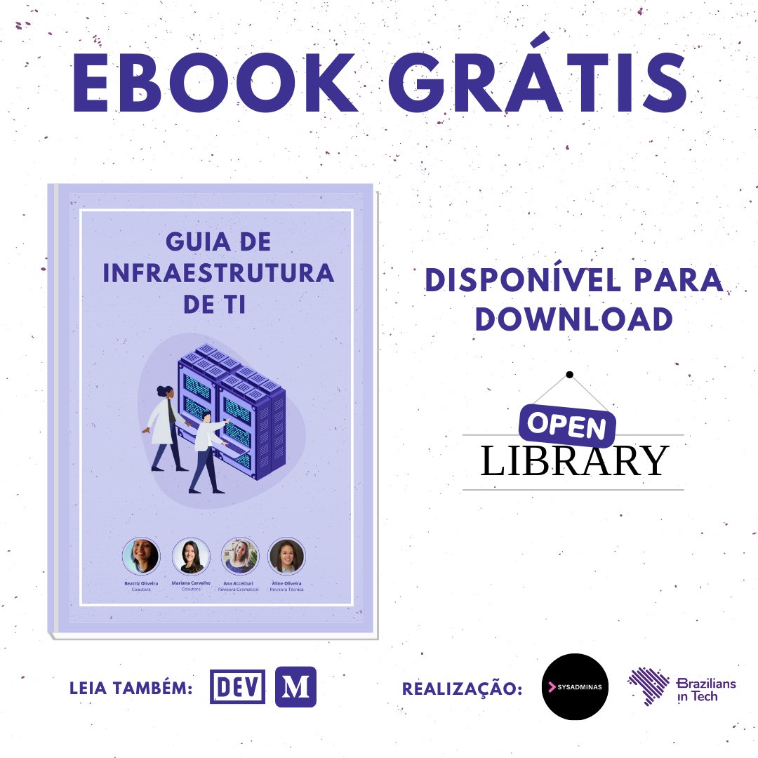 [THREAD] Nos últimos meses, eu e a <a href="/hellomariworld/">Mariana Carvalho</a> dedicamos parte do nosso tempo livre para escrever um Guia de Infraestrutura de TI em português, com conceitos, dicas de livros e certificações para quem quer começar a estudar mais sobre infra ou deseja entrar na área.