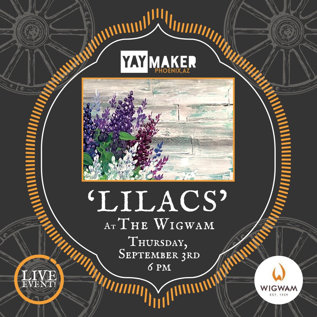 YaymakerPHX's tweet photo. IN – VENUE EVENT! Come party with us at The Wigwam Sept. 3rd! Get your tickets here! https://t.co/st60kmLSEV
#makeyayallday #pheonixevents #art #paintnight #create #party https://t.co/jvP3MMeI0j