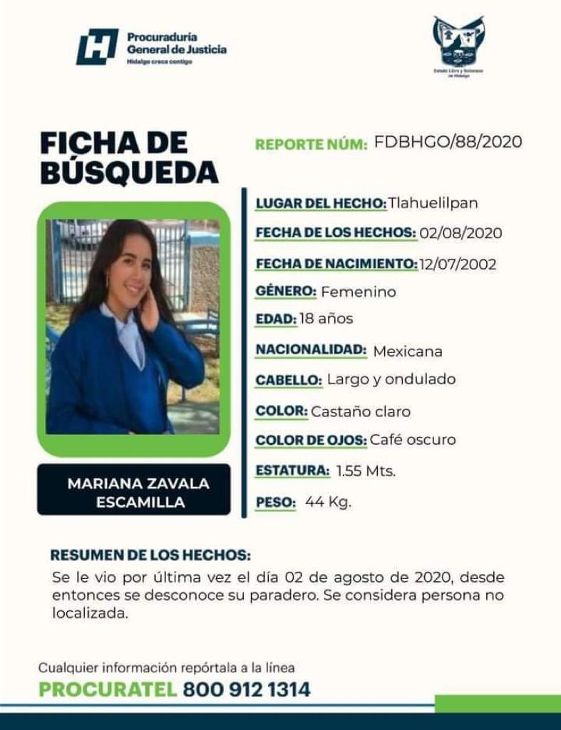 Nos unimos a la búsqueda, difusión y colaboración para poder dar con el paradero de #Mariana. Por favor, #compartan, y si saben algo de ella, comuníquense al teléfono 773 723 6364. Mil gracias! 🙏 #NosFaltaMariana #TeEstamosBuscandoMariana #SeBuscaTlahuelilpan