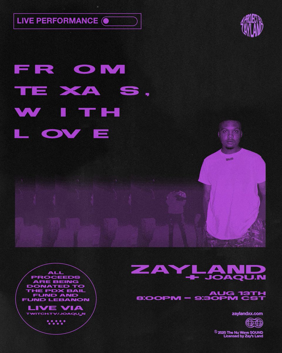 zaylandxx's tweet photo. LIVE PERFORMANCE THIS THURSDAY @ 8 ON TWITCH🥂all of the proceeds will be donated to the Portland Bail Fund, and Fund Lebanon so pull up on the kid ✌🏾 https://t.co/L4dpSsg0kB
