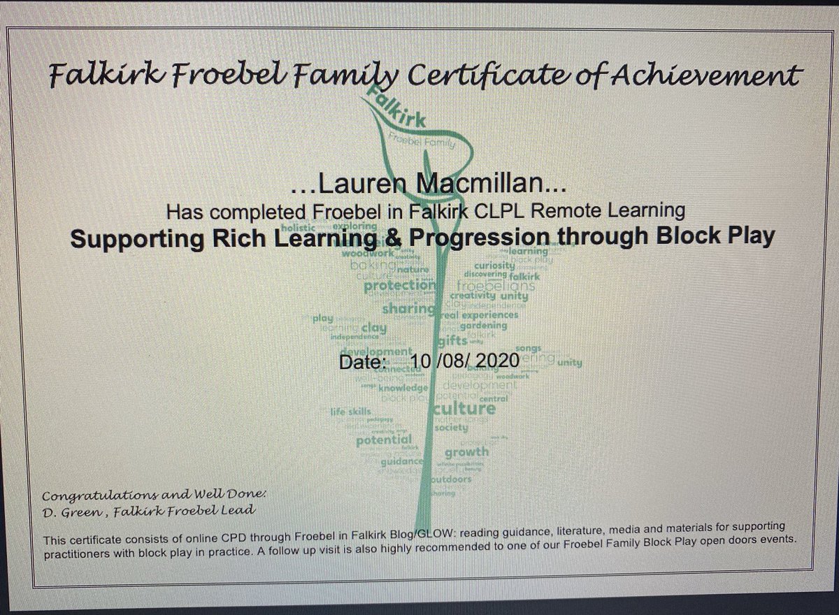 FalkirkFroebel's tweet photo. Big well done to Lauren Macmillan👏& Lorna Alves 👏@QueenStreetNS Completing Froebel in Falkirk ~ Supporting Rich Learning and Progression through Block Play💕🌈#FalkirkFroebelRemoteCLPL #BlocksRock @FCEYteam #FCEYRemoteCLPL https://t.co/FjpT9eV2xB