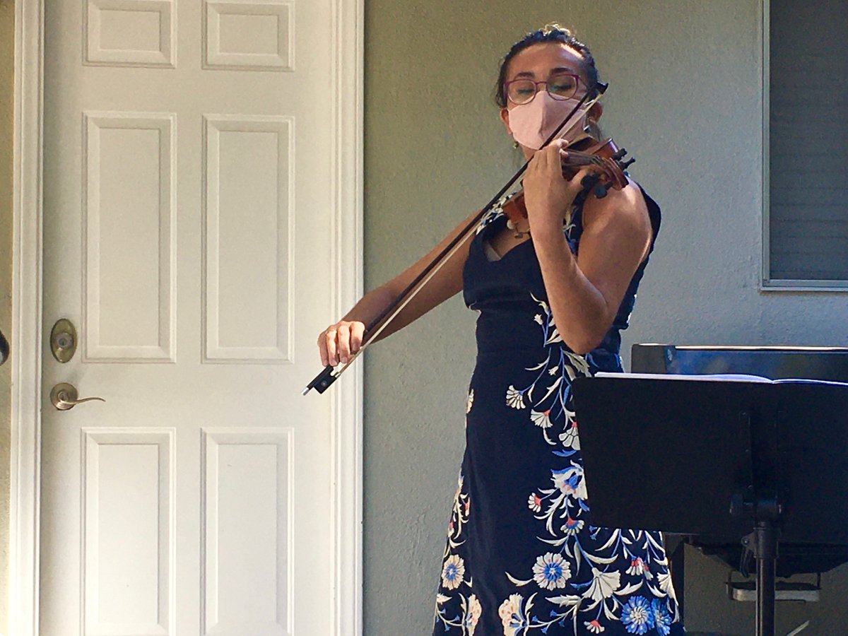 As part of HOC's ongoing effort to reach the local hospice and nursing home community in this time of social distancing, Gulia Gurevich shared her incredible skill as a concert violinist with one of our local board &amp; care facilities. Such a beautiful Sunday morning. What a gift!