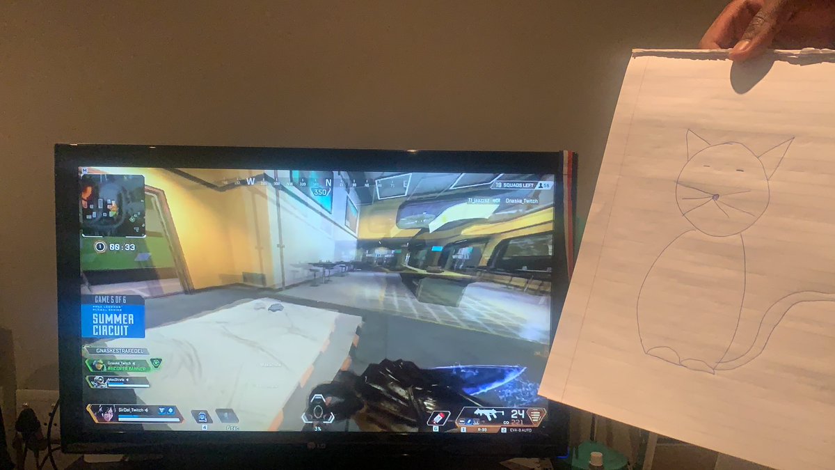 AverageExpertly's tweet photo. We also watch Apex with our cats in South Africa ! #ALGS @PlayApex 
Go Nessy, go get that 100 bomb! https://t.co/PyZK7olkML