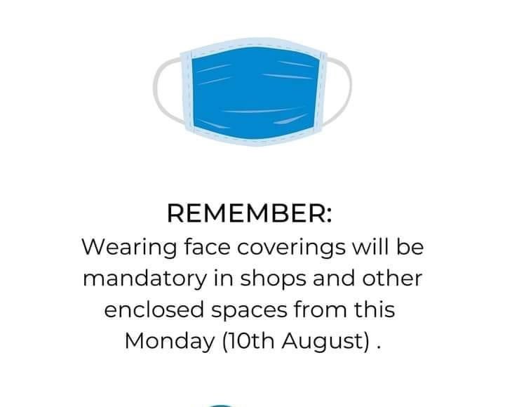 From today, it is mandatory to wear #facemasks in shops in #NorthernIreland Please wear a face mask – keep our staff &amp; customers safe. 🙏