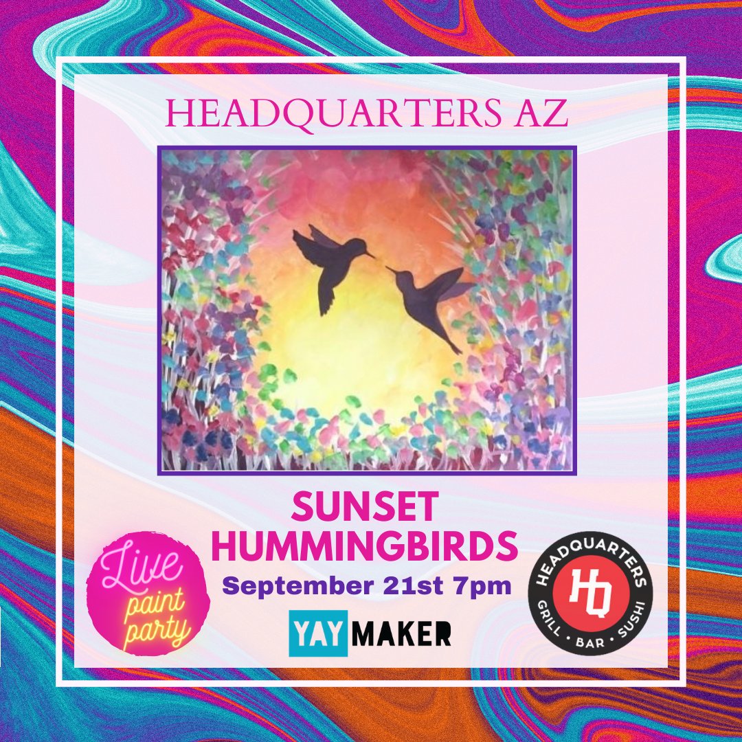 YaymakerPHX's tweet photo. IN-VENUE EVENT Headquarters Grill Bar Sushi #YaymakerPhx Tickets available. https://t.co/g41npZ34wU #PeoriaAZ #makeyayallday #pheonixevents #art #paintnight #create #party https://t.co/XuyvIF1cyT