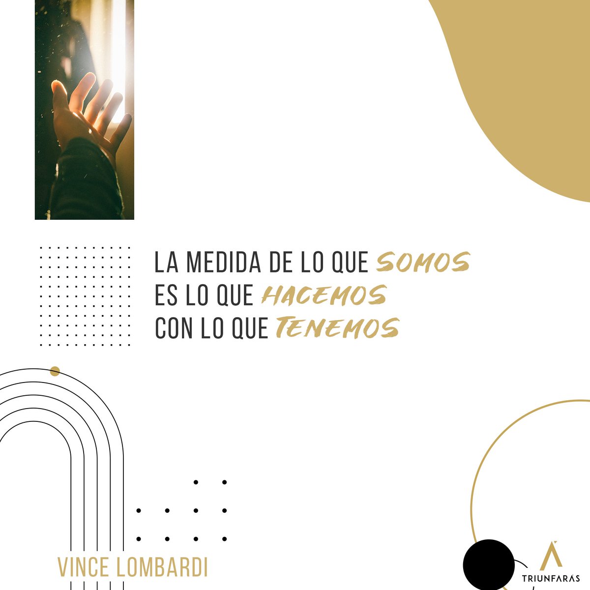 🔥¡Recarga tu lunes! Recuerda: 

"La medida de lo que somos es lo que hacemos con lo que tenemos" 
— Vince Lombardi 
.
.
#Triunfaras
#DesarrolloPersonal
#motivation