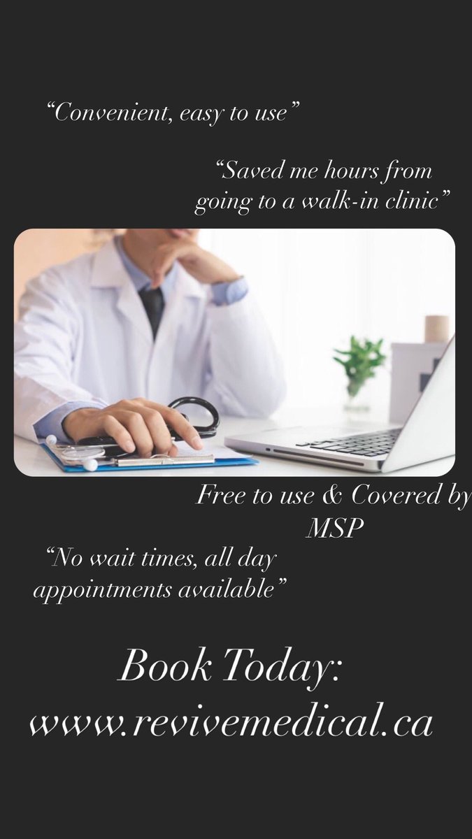 ReviveMDClinic's tweet photo. We’re working hard to help British Columbian’s the healthcare they need in a quick and efficient way. Book a Telemedicine appointment today @ https://t.co/NKCKbakt33
#northvan #northvancouver #familydoctor #britishcolumbia #healthcare #healthcarebc https://t.co/t6Lkh4qv96