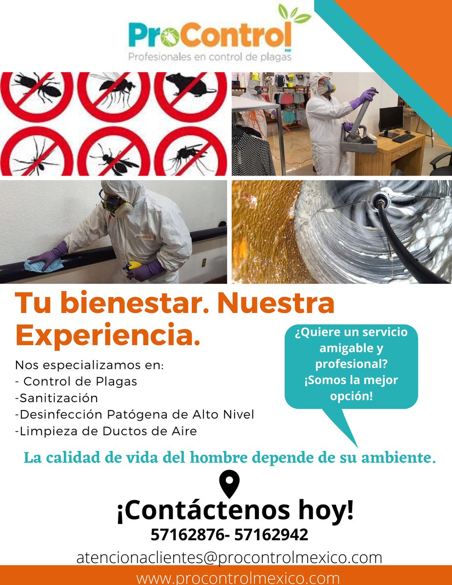 ProcontrolM's tweet image. La Calidad de Vida del Hombre Depende de su Ambiente.
Si Quiere un Servicio Amigable y Profesional
                                  ¡Contáctenos!