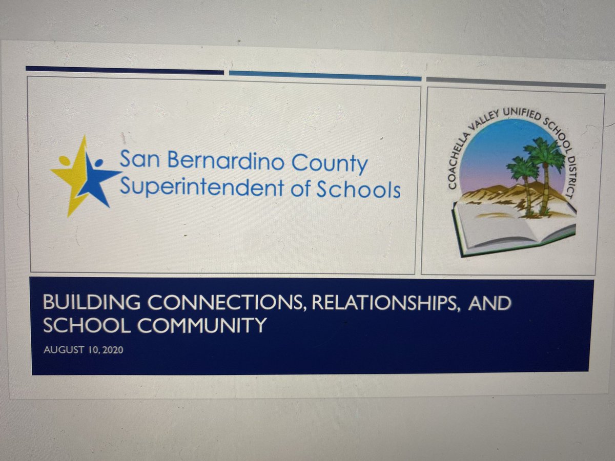 SBCSS_Prev_Intv's tweet image. Virtually leading back to school teacher PD today for 200+ amazing teachers at @CVUnified Happy to partner in their commitment to student success in #distancelearning #PBIS #SEL #SBCSSconnect #SBCSScares
