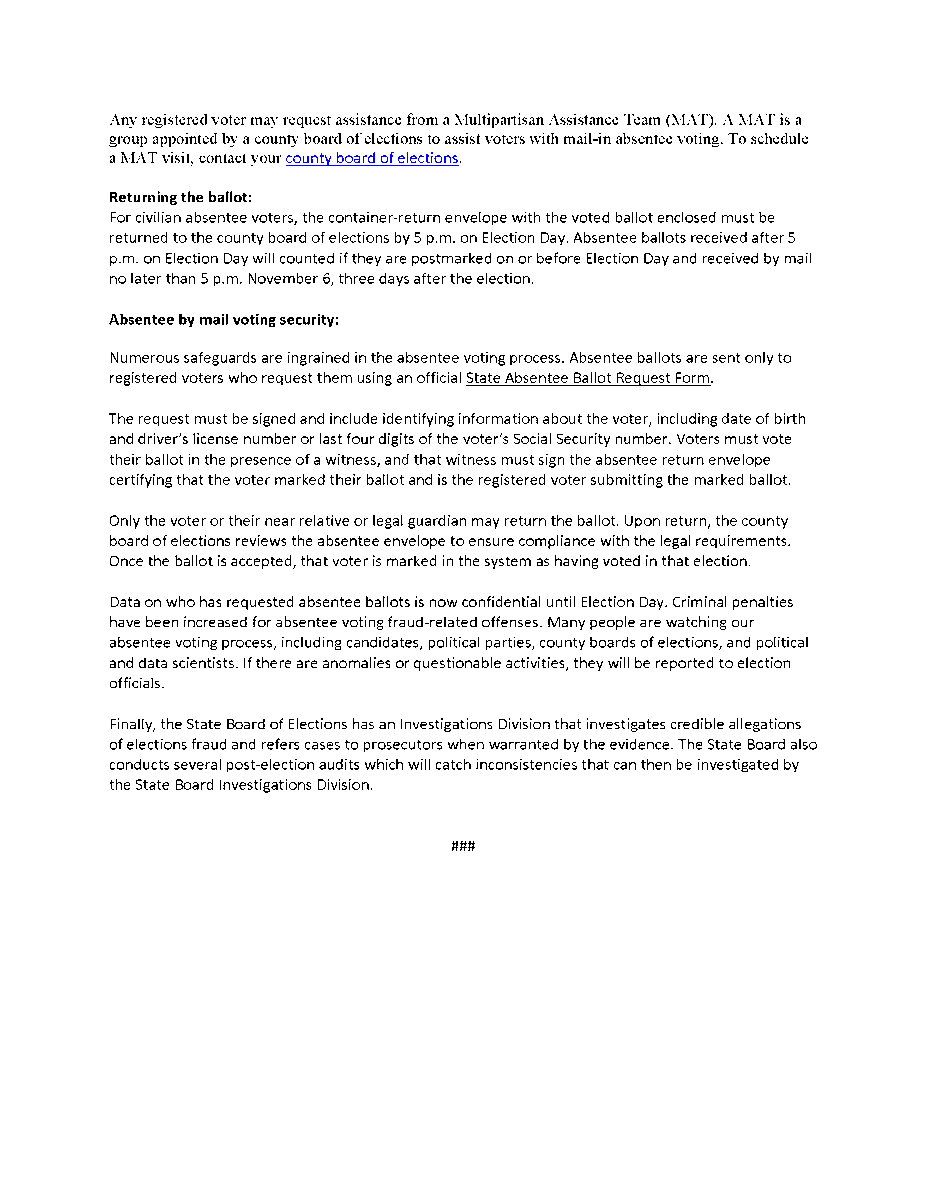 NCSBE's tweet photo. RELEASE: State Board Releases FAQs on Absentee by Mail Voting in North Carolina 

#ncpol #YourVoteCountsNC https://t.co/6C6VELt56S
