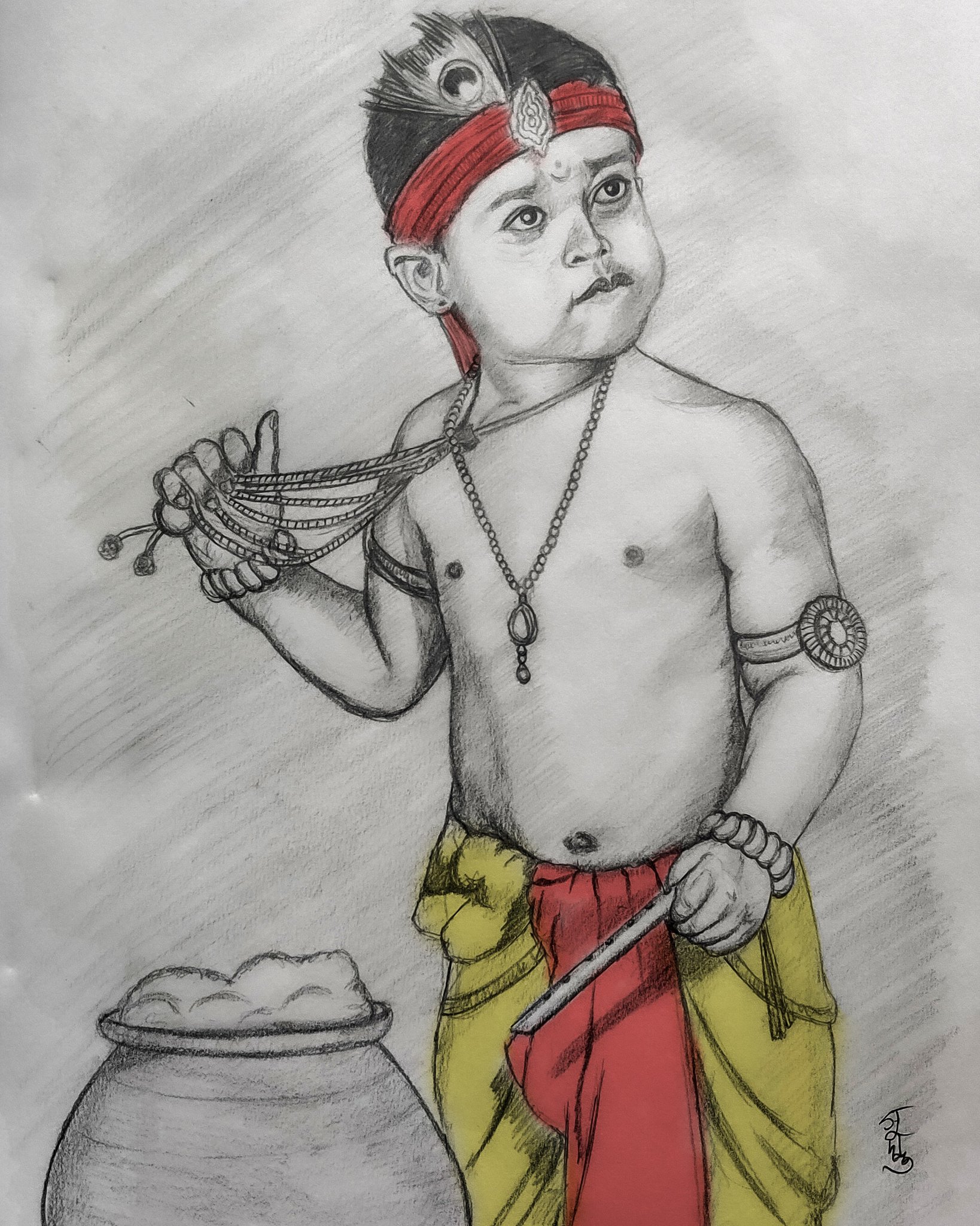 Bal gopal pencil sketch hope u all... - Bharatiya Real Art | Facebook