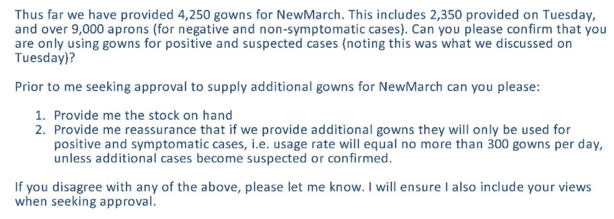 More from the same NSW Health staffer a few days later. Seeking "reassurance" that if they hand over more gowns they will only be used on positive residents.  #agedcareRC