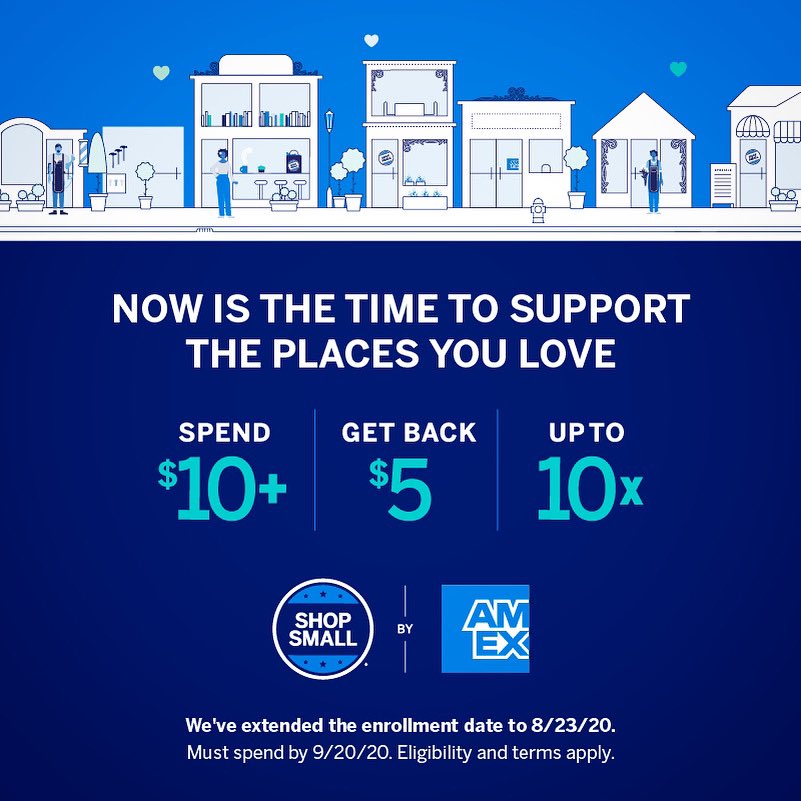 JubileeShop's tweet photo. Support the places you love and who love you. #ShopSmall &amp; spend $10+ directly with an eligible small business [like us!] to get $5 back on your Amex Card. And you can do it up to 10x! Enroll now at https://t.co/e4miuvB6wF by August 23rd, &amp; redeem by September 20th. What a deal! https://t.co/lXDj8tk2IE