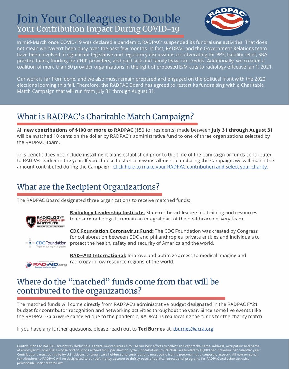 NYSRSociety's tweet photo. Please take a moment and consider @RADPAC Charitable Match Campaign! Details 👇👇

@ACRRFS @NYSRS_RFS @LirSociety @ACRYPS https://t.co/Dq17nIoxqf
