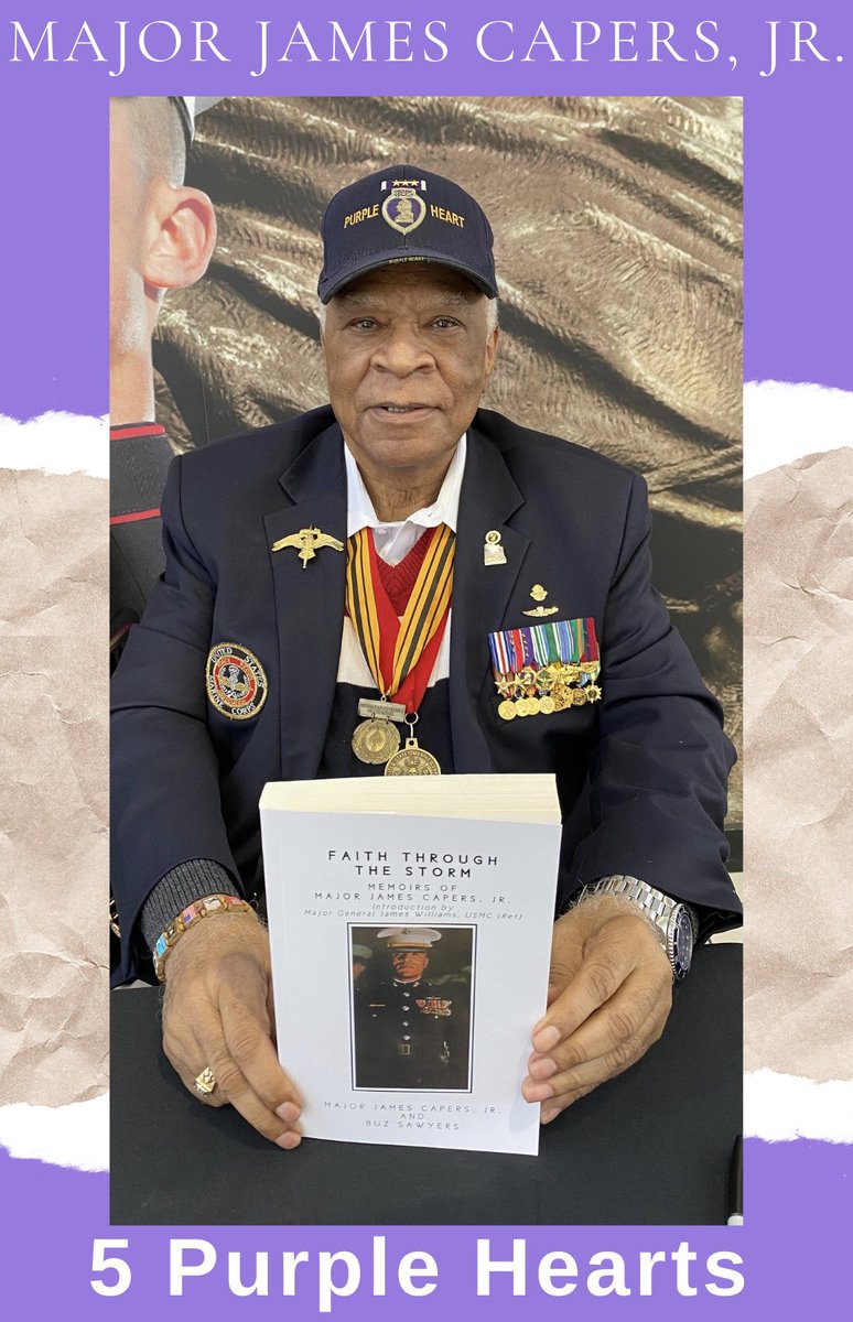 FaithThroughThe's tweet photo. We continue to honor and celebrate #RetMajorJamesCapersJr every day for his service and dedication to our country! #PurpleHeartDay is every day with him! #Marines #ForceRecon #CommandoHallofHonor #MedalofHonorNominee #FaithThroughTheStorm #PurpleHeart https://t.co/HlLrHOdp6O