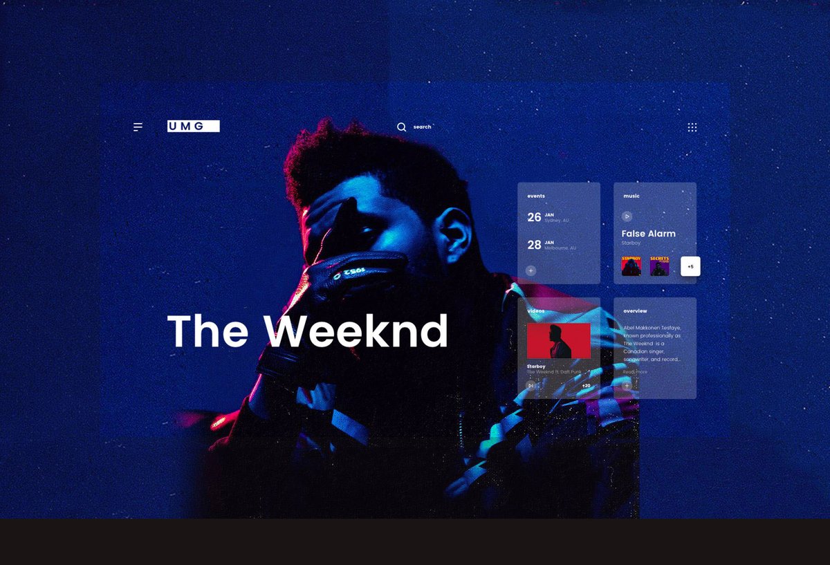 abduzeedo's tweet image. UI/UX concept by Alexsander Barhøn of the current Universal Music Group site abduzeedo.com/universal-musi…