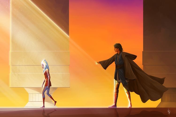 sw_holocron's tweet photo. Ahsoka and Anakin art by Madibek Musabekov on Art Station https://t.co/m6SeOwdvYi