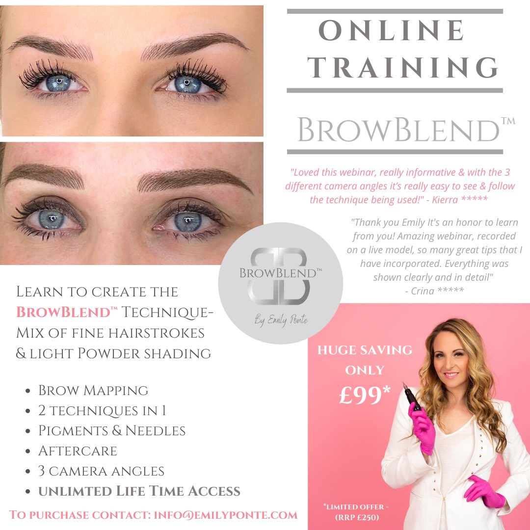 EmilyPontePMU's tweet photo. PMU ARTISTS
Amazing Offer ending tonight, for my Advanced BROWBLEND™ Webinar.. 
.
#pmu #brows #browblend #combinationbrows #browwebinar #onlinewebinar #permanentmakeup #spmu https://t.co/pWVYNvVOaO