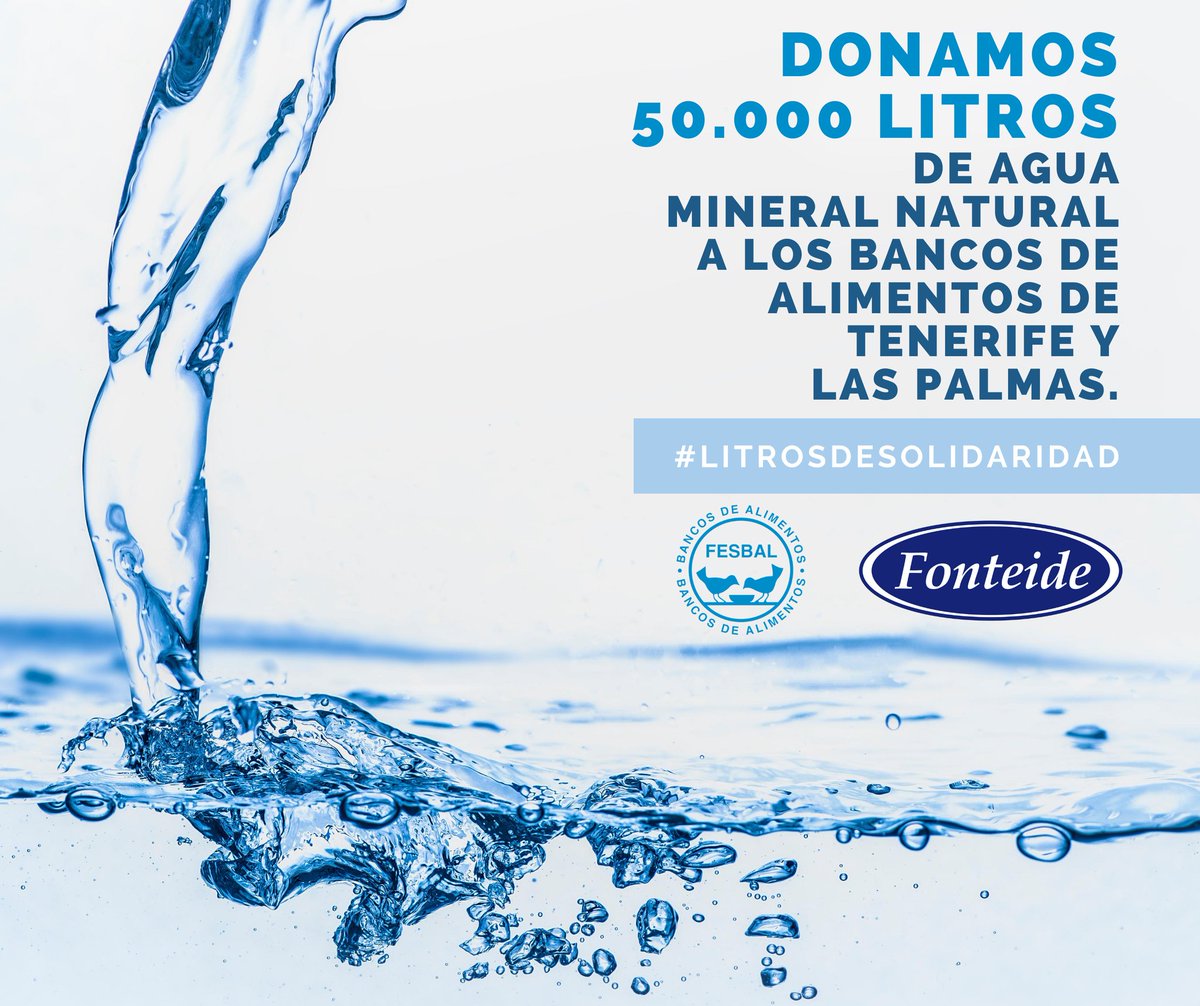 En estos momentos queremos estar cerca de las familias canarias, mostrándoles todo nuestro apoyo con una acción de donación de 50.000 Litros de agua al Banco de Alimentos de Tenerife y al Banco de Alimentos de Las Palmas. #LitrosdeSalud
