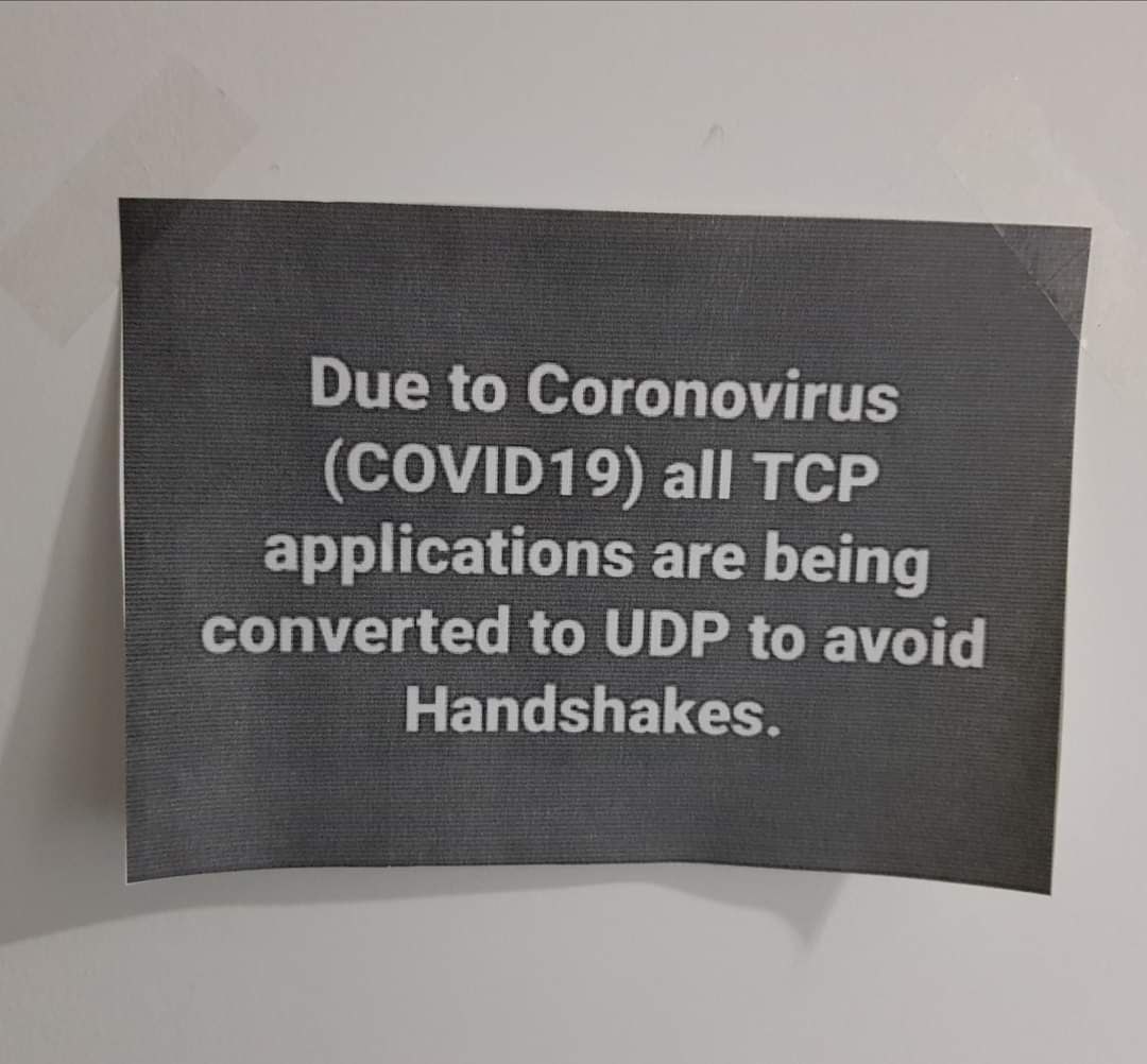 lucacicchelli's tweet image. TCP applications converted to UDP #funny #COVID19