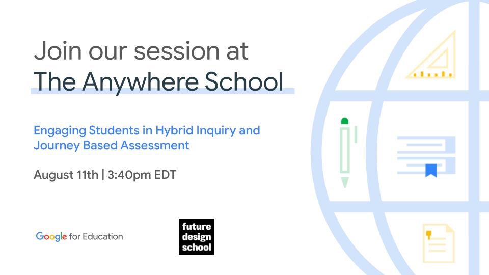 future design school (@fdesignschool) on Twitter photo Educators! Join <a href="/fdesignschool/">future design school</a> and <a href="/GoogleForEdu/">Google for Education</a> at 3:40pm EDT on August 11th for “The Anywhere School” — walk away with actionable ideas, insights and tools for hybrid learning! Reserve your free spot now: educationonair.withgoogle.com/events/anywher… Educators! Join <a href="/fdesignschool/">future design school</a> and <a href="/GoogleForEdu/">Google for Education</a> at 3:40pm EDT on August 11th for “The Anywhere School” — walk away with actionable ideas, insights and tools for hybrid learning! Reserve your free spot now: educationonair.withgoogle.com/events/anywher…