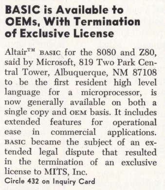 a very early mention of Microsoft from 1978.
