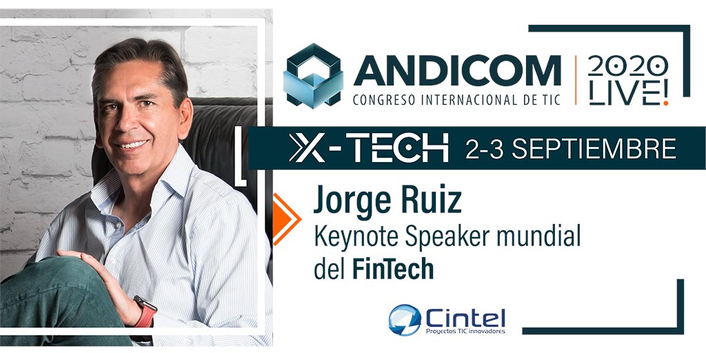ANDICOM's tweet photo. Los  Keynotes Speakers más influyentes estarán en #ANDICOM2020 Live! Gracias al apoyo de 
@ThinkingHeads escucharemos a uno de los líderes más influyentes a nivel mundial del FinTech: Jorge Ruiz, CEO de FinConecta. Separa tu entrada en: https://t.co/e8JyWP0L5H https://t.co/lWMAk5PJOw
