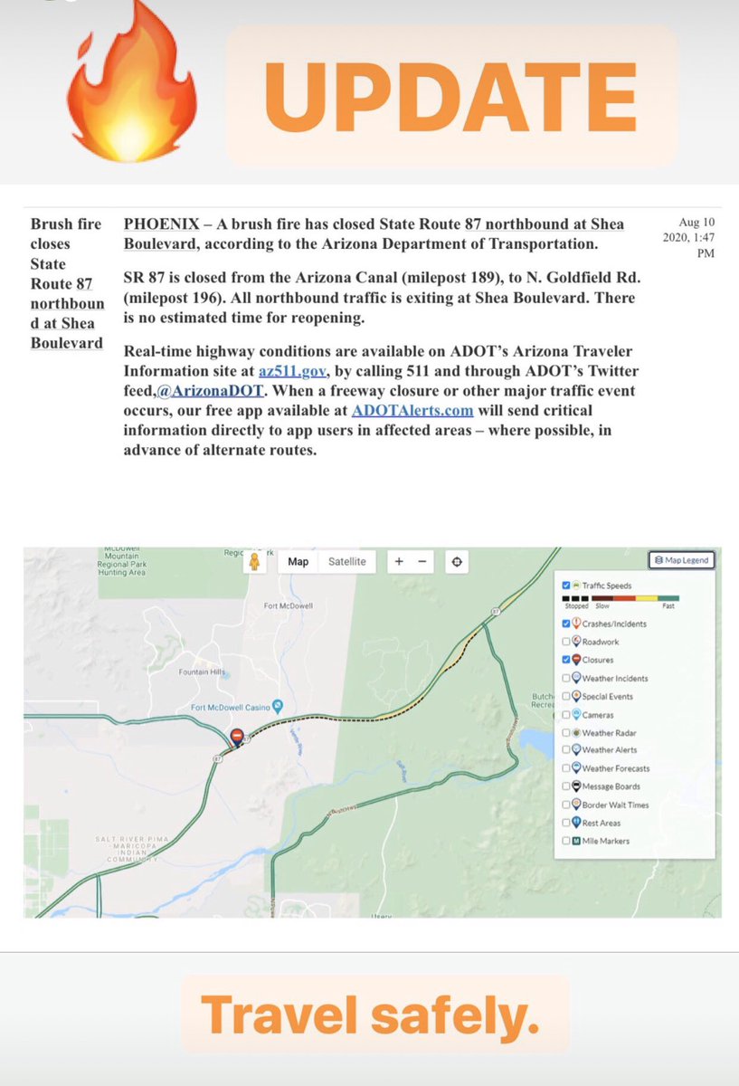 ADOT Fire update. Travel safely.