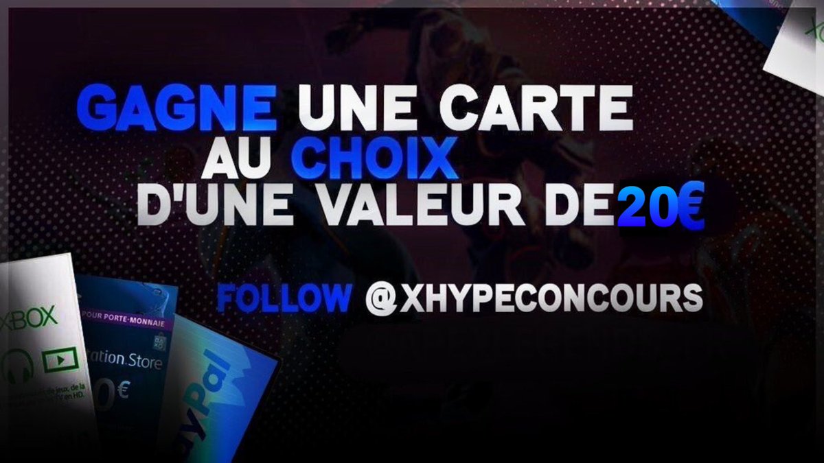 XhypeFR's tweet image. 🎁 [#CONCOURS]

Tente de remporter UNE CARTE CADEAU DE 20€ DE TON CHOIX (PSN,XBOX,PAYPAL...)

Pour participer : 

➡️ #RT
➡️ + Follow @XhypeFR &amp;amp; @BKYeyette 

+ Mentionne un(e) ami(e)

TAS : Dans 7 jours 🕒