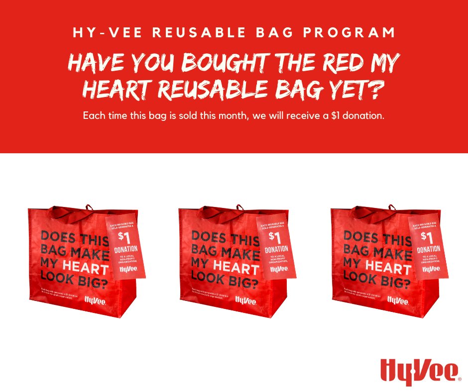 MVCBSA141's tweet photo. Happy August! Go to the @HyVee located on Broadway in QUINCY and purchase a $2.50 red "My Heart" Reusable Bag to send a $1 donation to our organization this month! https://t.co/caw2J8alSJ