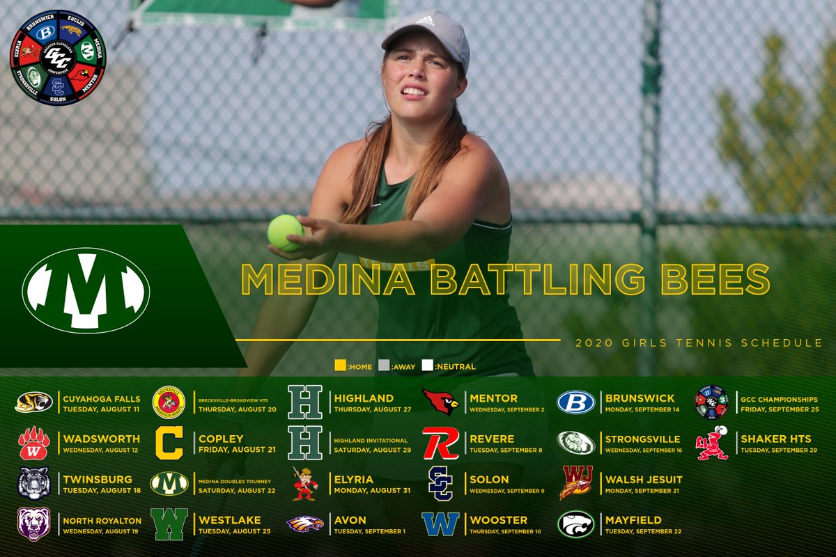 medinaathletics's tweet photo. The season starts tomorrow!  Girls varsity tennis schedule!!  Good luck ladies!!! @medinagtennis @MedinaBoosters @MCScomm1 @MedinaGazette https://t.co/9zh9DPSklR
