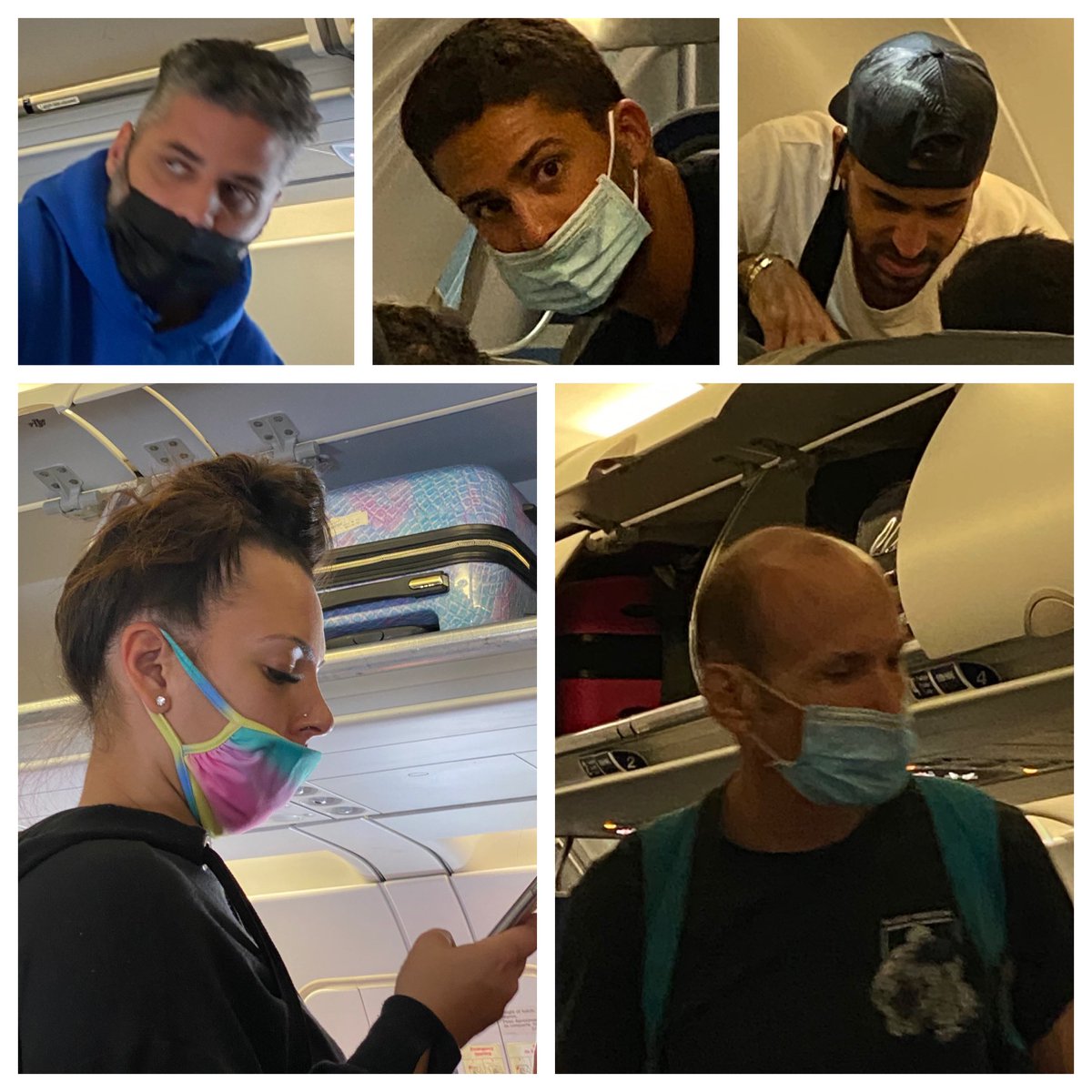 WarrenSapp's tweet photo. Idk if it’s the new boarding of process but the mask thing is Falling short!! Flight attendants should check them getting ON!! @JetBlue just a little reminder keeps us all better safe!! #SafetyIsNumberOne https://t.co/DBHS7lI7ZA