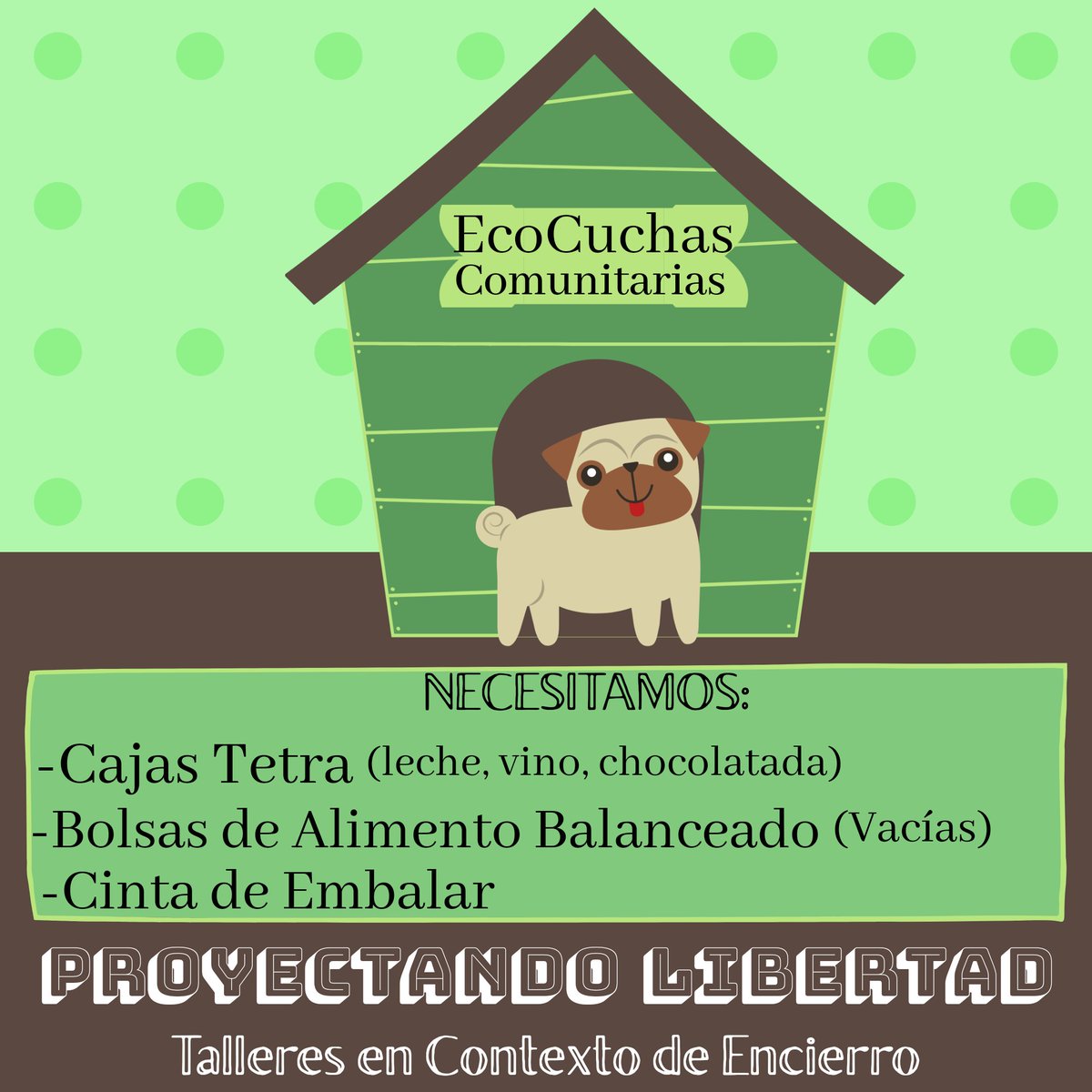 TatiNawelkir's tweet photo. Junto a las Personas Privadas de la Libertad y #ProyectandoLibertad, vamos a hacer #EcoCuchas ♻️ para los #Refugios 🐶 de #Trelew Sumate a reciclar!!! ✊🏽 https://t.co/wmmbivpJLo