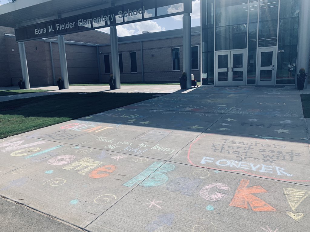 What a sweet “welcome back” surprise to walk past today 💜💛 #fielderpride