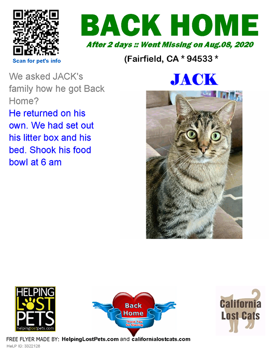 CALostCats's tweet photo. Welcome #BackHome Jack!! https://t.co/5GlF33RGZt
