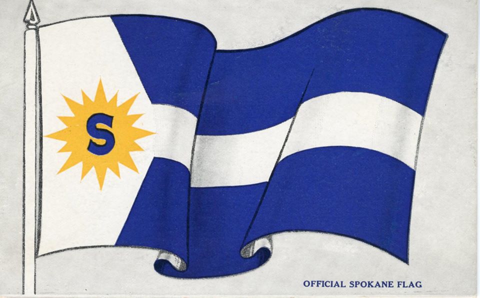 spokaneflag's tweet photo. #Spokane's first flag was adopted 108 years ago this week, designed by three Spokane locals in the first City of Spokane flag design contest! In less than a month Spokane will be holding another, and your design could be our next flag! #spokaneflag https://t.co/SCOFZ2XIR1