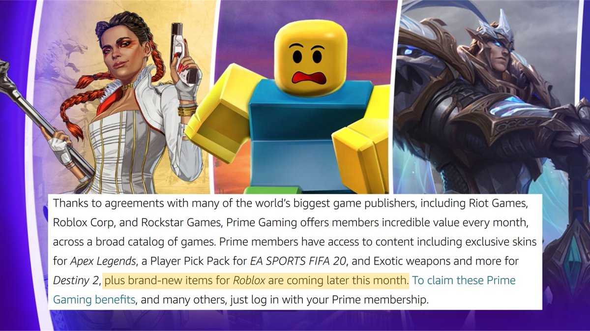 Bloxy News On Twitter According To A Blog Post By Amazon Today Announcing The Rebranding Of Twitch Prime To Prime Gaming There Are Going To Be Exclusive Items For Your Roblox - bloxy news on twitter a new robux icon has been found in the