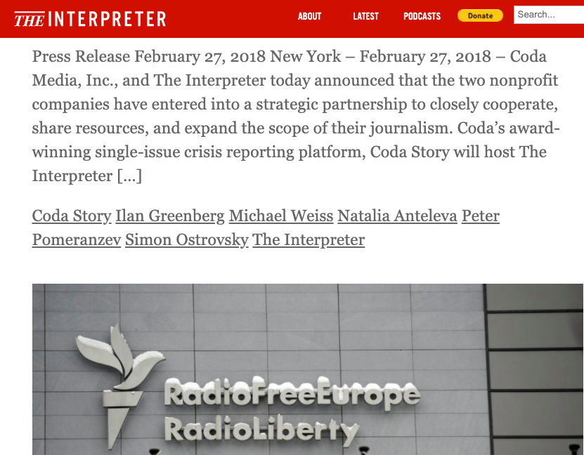 Cold War disinfo artist Michael Weiss now hosts his Interpreter at Coda Story. It was previously hosted by US govt-backed propaganda outfits  @RFERL & the Atlantic Council.Someone powerful clearly has an interest in sustaining this neocon's blog.  https://thegrayzone.com/2017/08/15/regime-change-michael-weiss-islamophobic-rally-pamela-geller/